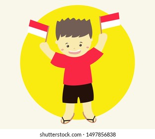 cute indonesian independence day vector sign