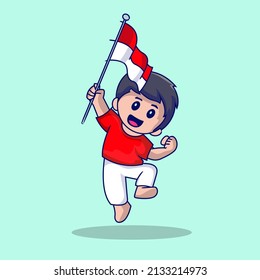 Cute Indonesian Kid Patriotic Theme