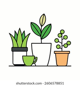 Cute indoor design plant vector design house 