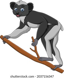 Cute Indri cartoon vector illustration