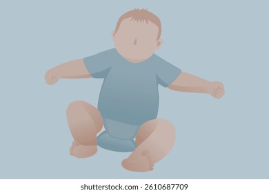 Cute Infant Boy Sleeping Peacefully isolated on Light Blue background, Suitable for Baby Shower Invitations and Early Childhood Education Materials