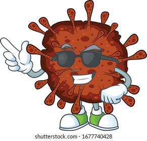 Cute infection coronavirus cartoon character design style with black glasses