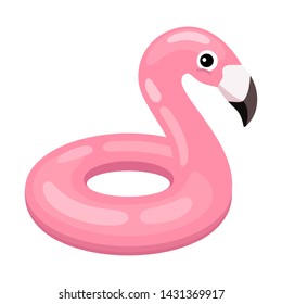 Cute inflatable flamingo on white background