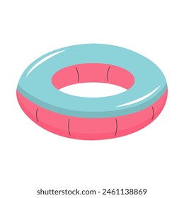 Cute inflatable ring. Floating lifebuoy for beach. Rubber toy for swimming. Vector illustration isolated on white background.