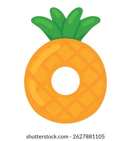 Cute inflatable swim ring shaped like a tropical pineapple, ideal for fun beach and pool days.