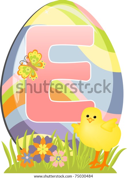 Cute Initial Letter E Easter Design Stock Vector (Royalty Free) 75030484