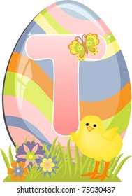 Cute initial letter T for easter design (EPS10)