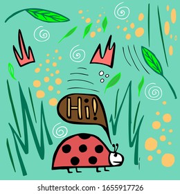 Cute insect drawing. Picture for cover, children's books. doodle about the world