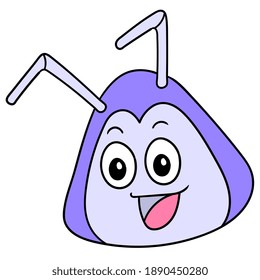 cute insect head emoticon smiling, character cute doodle draw. vector illustration
