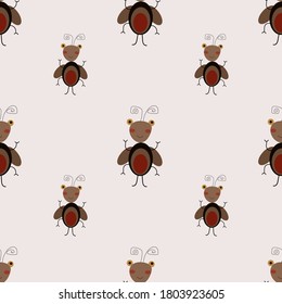 cute insect ilustration seamless pattern.eps10.