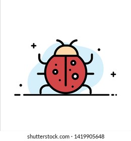 Cute, Insect, Ladybug, Nature, Spring  Business Flat Line Filled Icon Vector Banner Template
