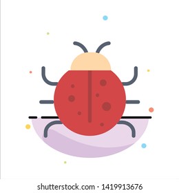 Cute, Insect, Ladybug, Nature, Spring Abstract Flat Color Icon Template