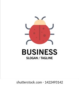 Cute, Insect, Ladybug, Nature, Spring Business Logo Template. Flat Color