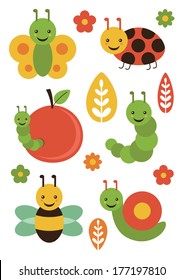 cute insect set. vector illustration