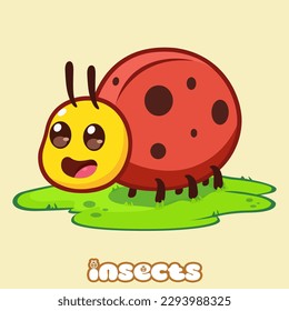 Cute Insects Bug Cartoon Vector Icon Illustration. Animal Nature Icon. Flat Cartoon Style