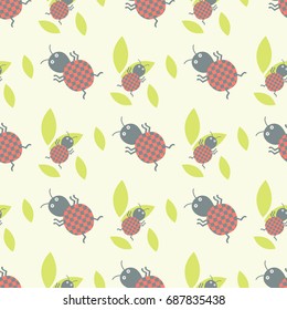 Cute insects seamless pattern beautiful art graphic bugs wallpaper cartoon design summer vector illustrtion