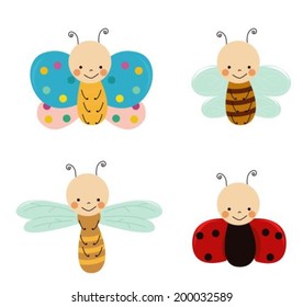 Cute insects set