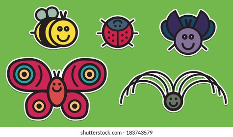 Cute insects set from typical little insects
