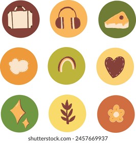 Cute Instagram Story Highlight Icons. Hand Drawn icon for instagram. Hand drawn Icons set. Cute Icons for Instagram. Social media icons. Free vector icon. Icon set.
