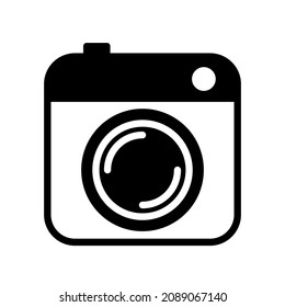 Cute instant camera icon. Monochrome solid style.