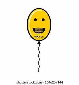 cute instant noodle in balloon . cartoon vector illustration of a noodles