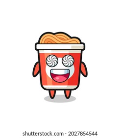 cute instant noodle character with hypnotized eyes , cute style design for t shirt, sticker, logo element