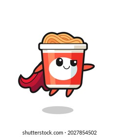 cute instant noodle superhero character is flying , cute style design for t shirt, sticker, logo element
