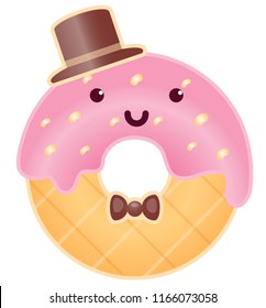 Cute Intelligent Donut Character Cartoon