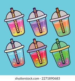 cute and interesting boba drink illustration