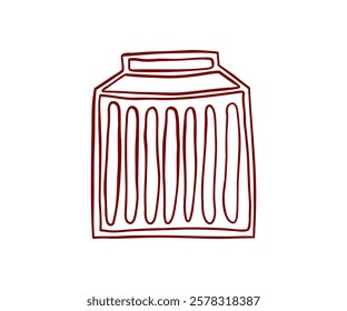 Cute interesting vase drawn in flat style. Interior, vase, decoration. Hand drawn vector illustration.