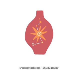 Cute interesting vase drawn in flat style. Interior, vase, decoration. Hand drawn vector illustration.