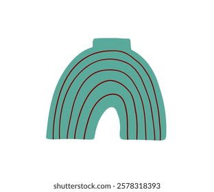 Cute interesting vase drawn in flat style. Interior, vase, decoration. Hand drawn vector illustration.