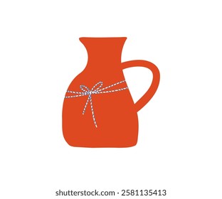 Cute interesting vase drawn in flat style. Interior, vase, decoration. Hand drawn vector illustration.