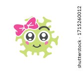 Cute and interesting virus illustration for kids. Cute face corona virus diagnosis mascot design.