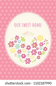 Cute interior poster. For happy family. Parents and baby.