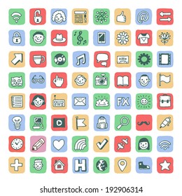 Cute internet hipster icons set. Vector. Hand drawn. 
