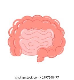 Órganos intestinales. Icono de ilustración de personaje de dibujos animados a mano. Aislado sobre fondo blanco. Icono de dibujos animados intestinales saludables 