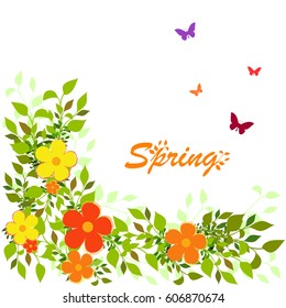 Cute invitation card with flowers