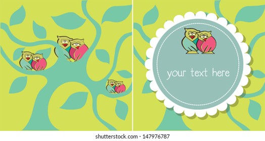 Cute invitation card with owls