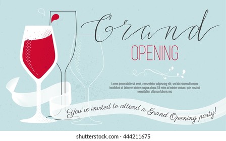 Cute invitation card You are invited to a ribbon-cutting ceremony. Grand opening concept. Vector illustration