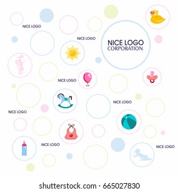 Cute invitation cards for baby shower and birthday party. The banner for your logo. Kids toys and fun banner