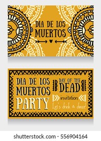 cute invitation cards for dia de los muertos, vector illustration