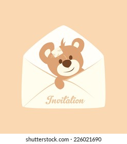 Cute Invitation Design with Teddy Bear