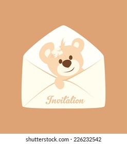 Cute Invitation Design with Teddy Bear 