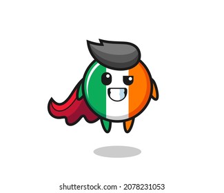 the cute ireland flag badge character as a flying superhero , cute style design for t shirt, sticker, logo element