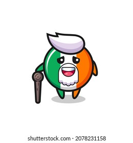 cute ireland flag badge grandpa is holding a stick , cute style design for t shirt, sticker, logo element