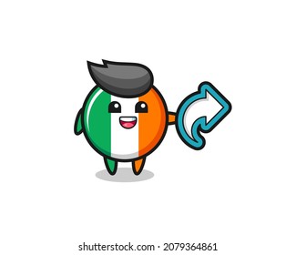 cute ireland flag badge hold social media share symbol , cute style design for t shirt, sticker, logo element