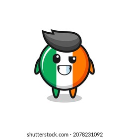 cute ireland flag badge mascot with an optimistic face , cute style design for t shirt, sticker, logo element