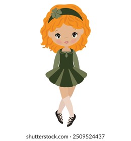 Cute Irish dancer girl vector cartoon illustration