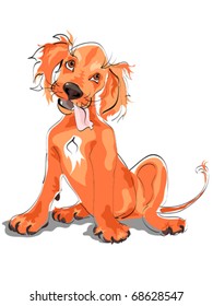 Cute Irish red setter puppy character.
